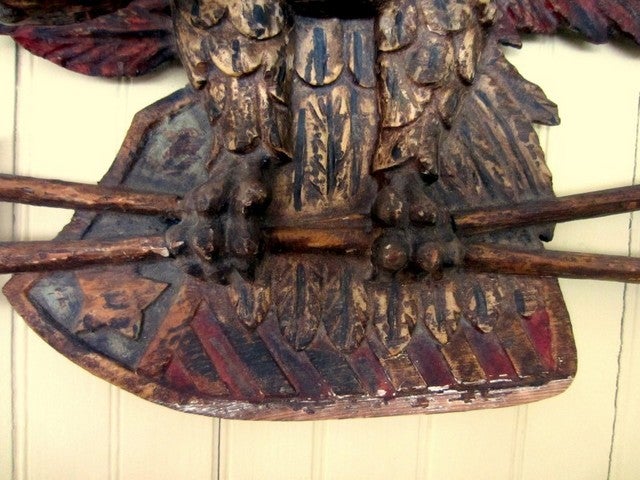 Carved Early Large Eagle Wall Carving For Sale