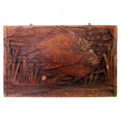 Carved Fish Motif Wall Plaque