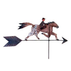 Horse And Rider Sheet Iron Weathervane