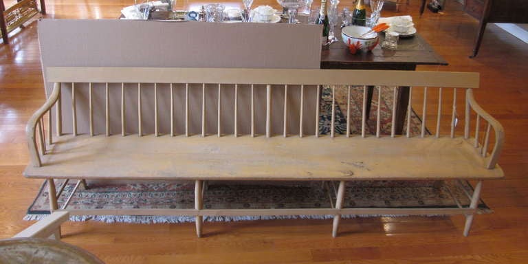Extra long spindle back antique deacons bench