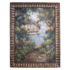 Large oil painting of an Italian Village