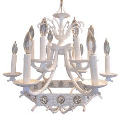 Antique Painted Victorian Brass Chandelier