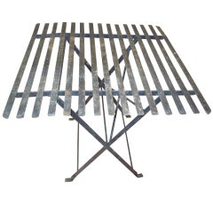Antique Iron Folding Slat Top Patio Table