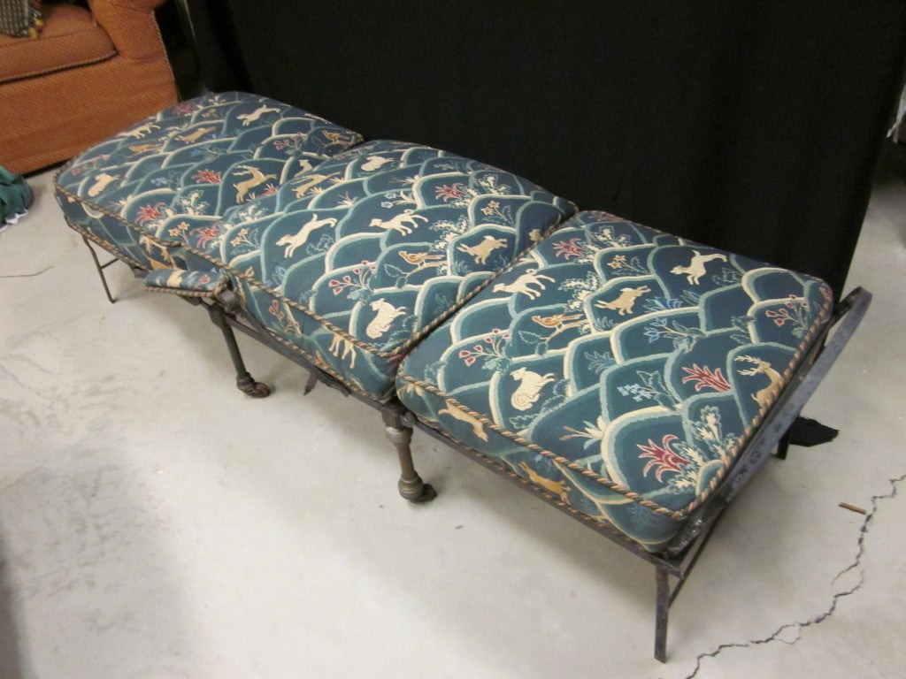 Antique Metal Campaign Bed with Cushions For Sale at 1stDibs