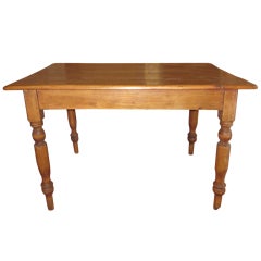 19th c Pine table with Turned Legs