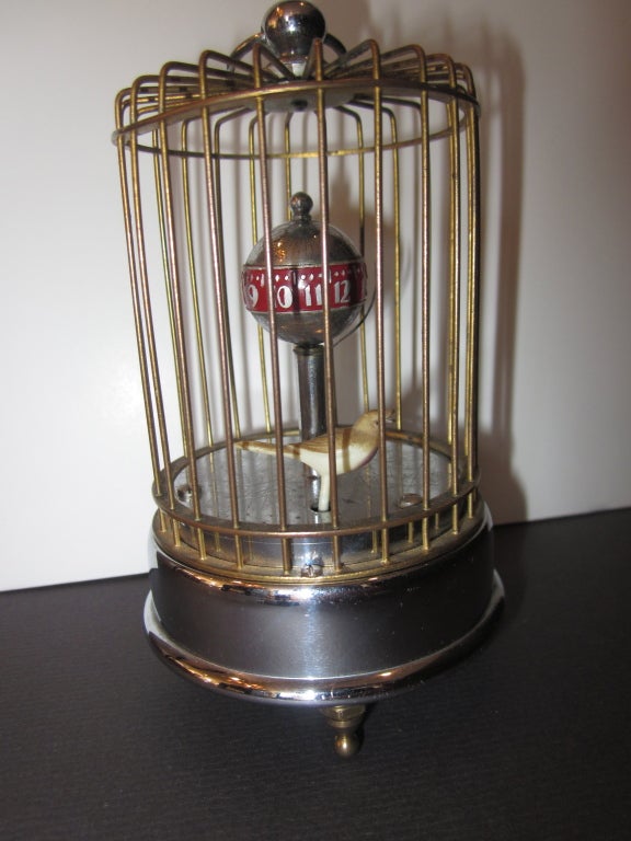Mid-20th Century Vintage Art Deco Bird Cage Clock