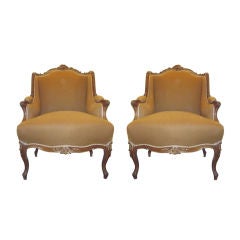 Pair of Antique Upholstered Wing Chairs