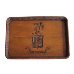 19th c Carved English Tray with Crest