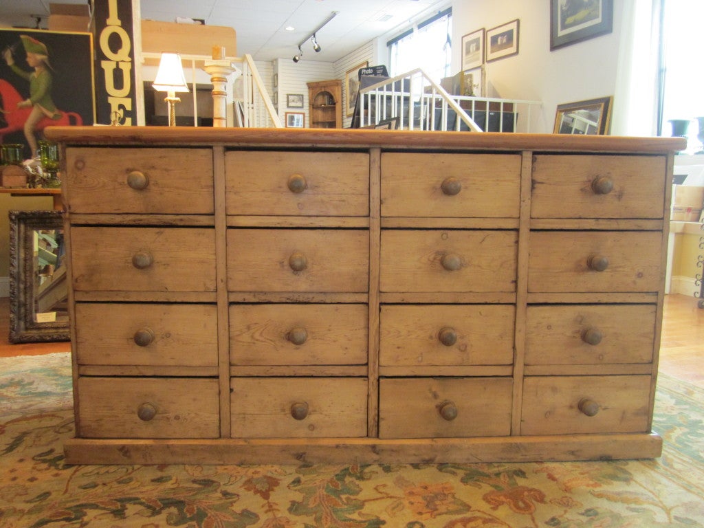 Antique 16 Drawer Pine Dresser