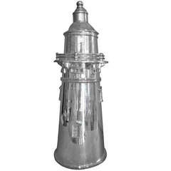 Silver plate lighthouse cocktail shaker