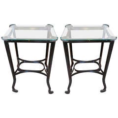 Pair of vintage industrial rolling tables