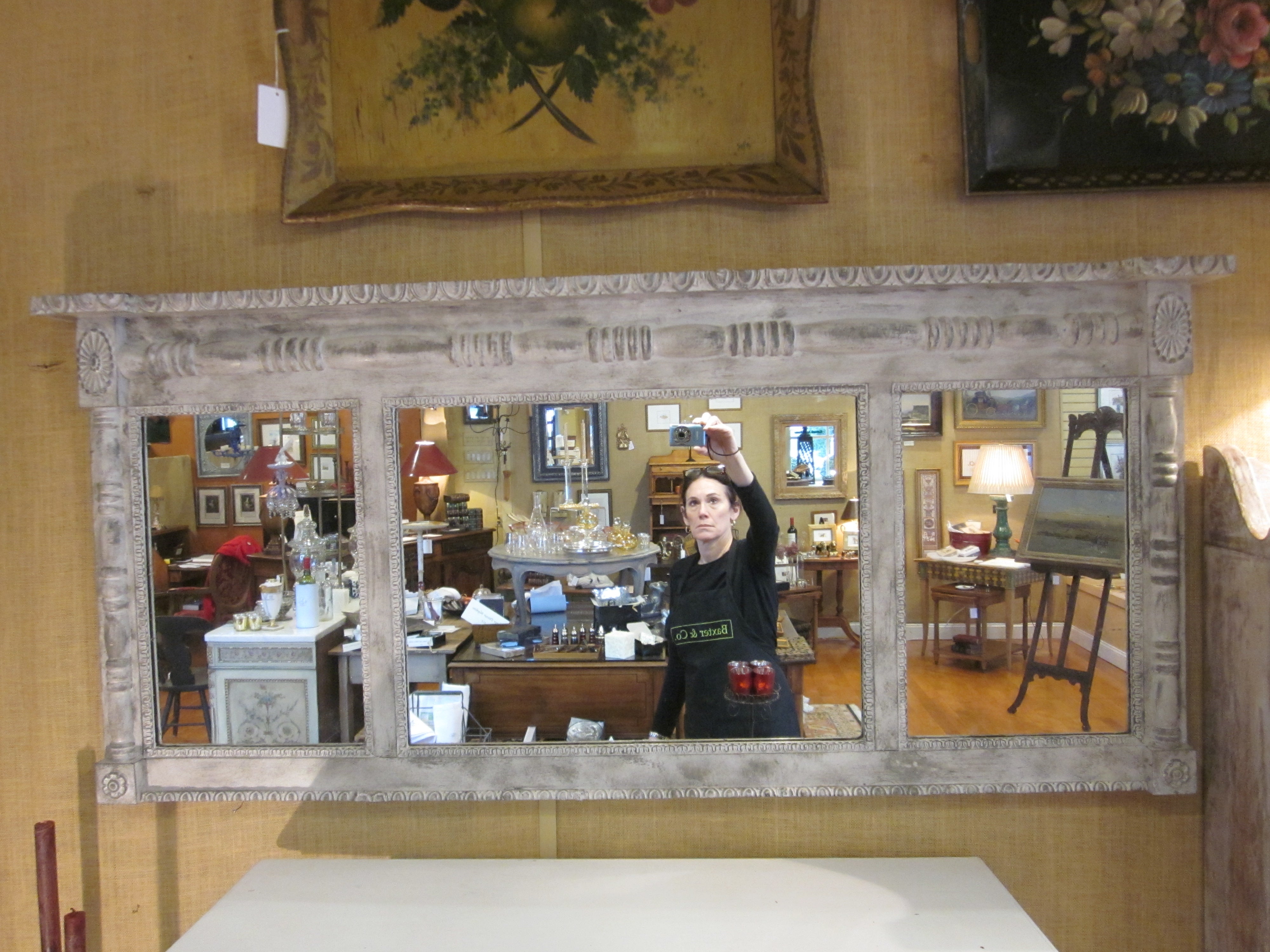 Antique Three Panel Mantle Mirror
