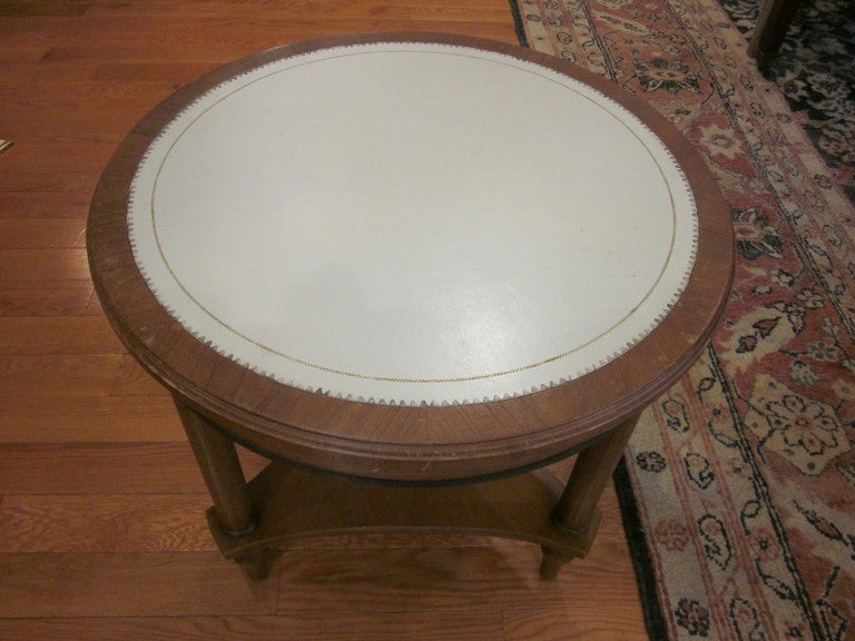 Leather Top Side Table