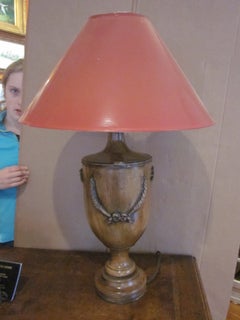 Pair of Wooden English Urn Lamps