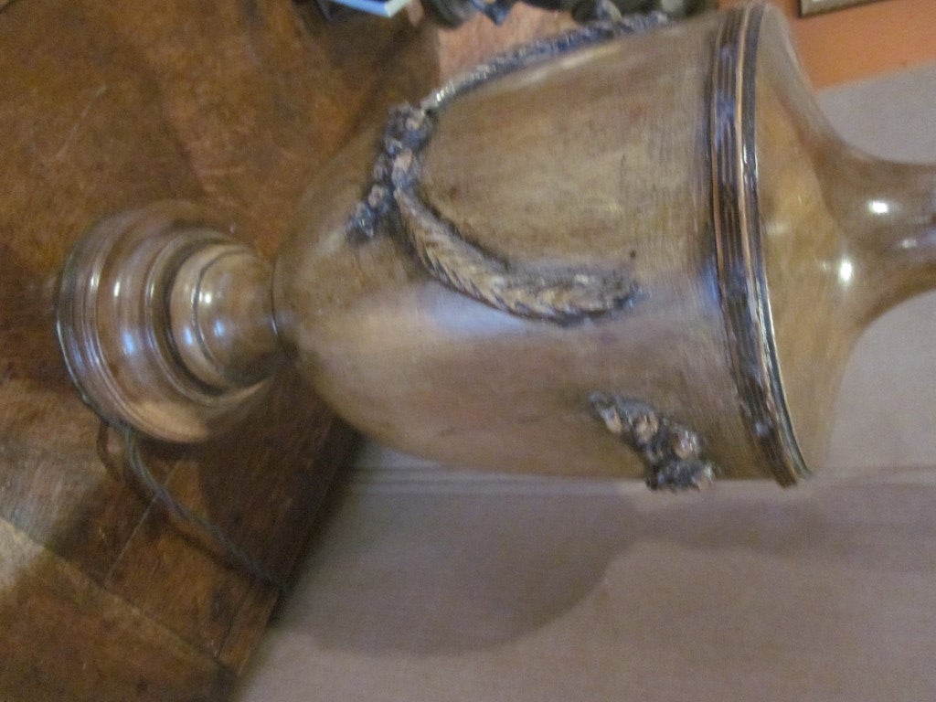 Pair of Wooden English Urn Lamps For Sale 2
