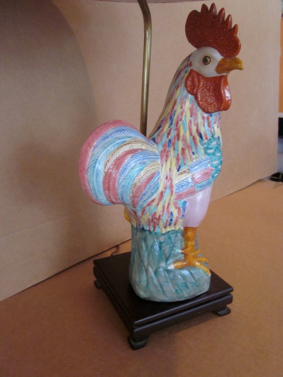 Unknown Ceramic  Rooster Lamp For Sale