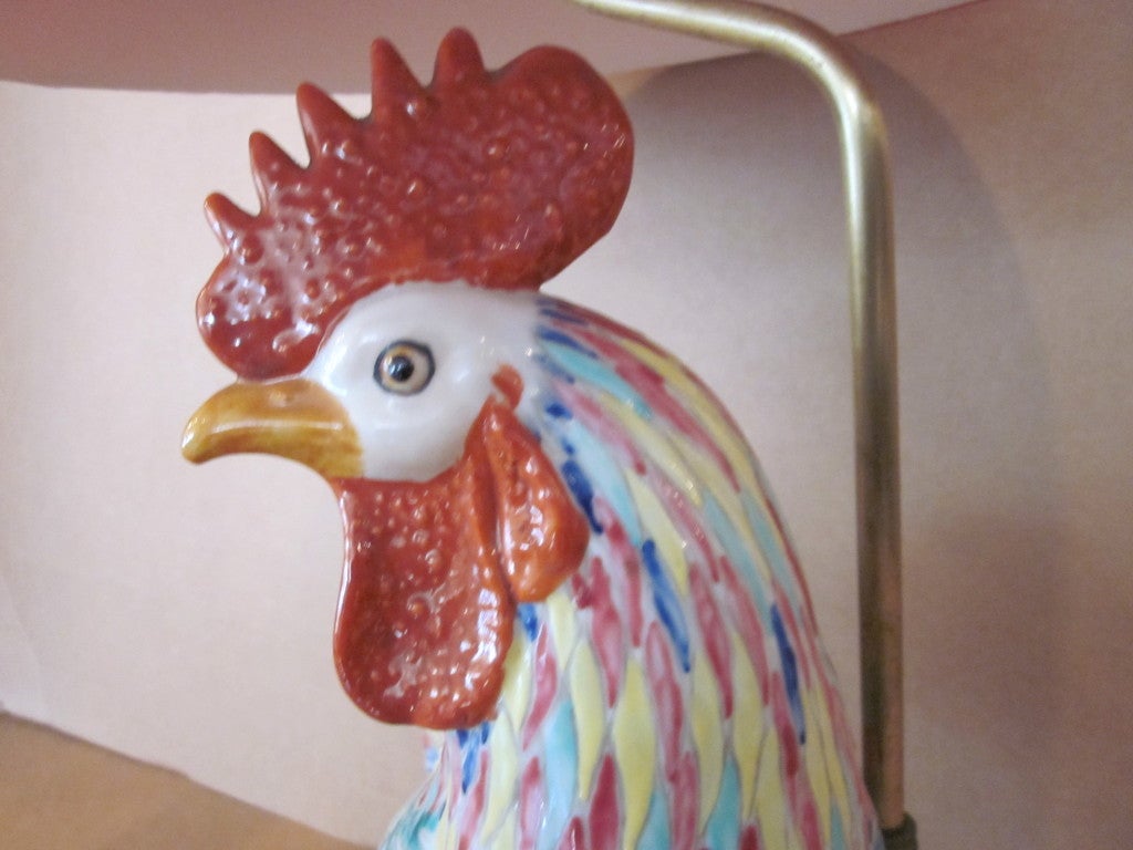 Ceramic  Rooster Lamp For Sale 3