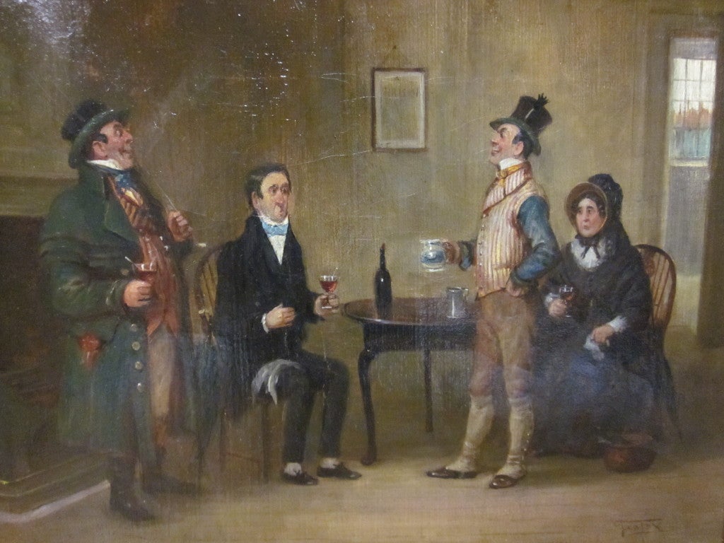 19th Century Geo Fox painting, Mr Stiggins and the Wellers Visit Mr Pickwick