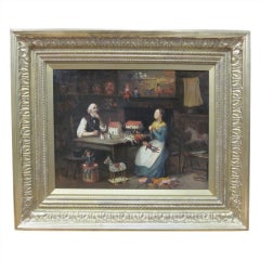 Antique George Fox painting,  Caleb Plummer and his Daughter Bertha