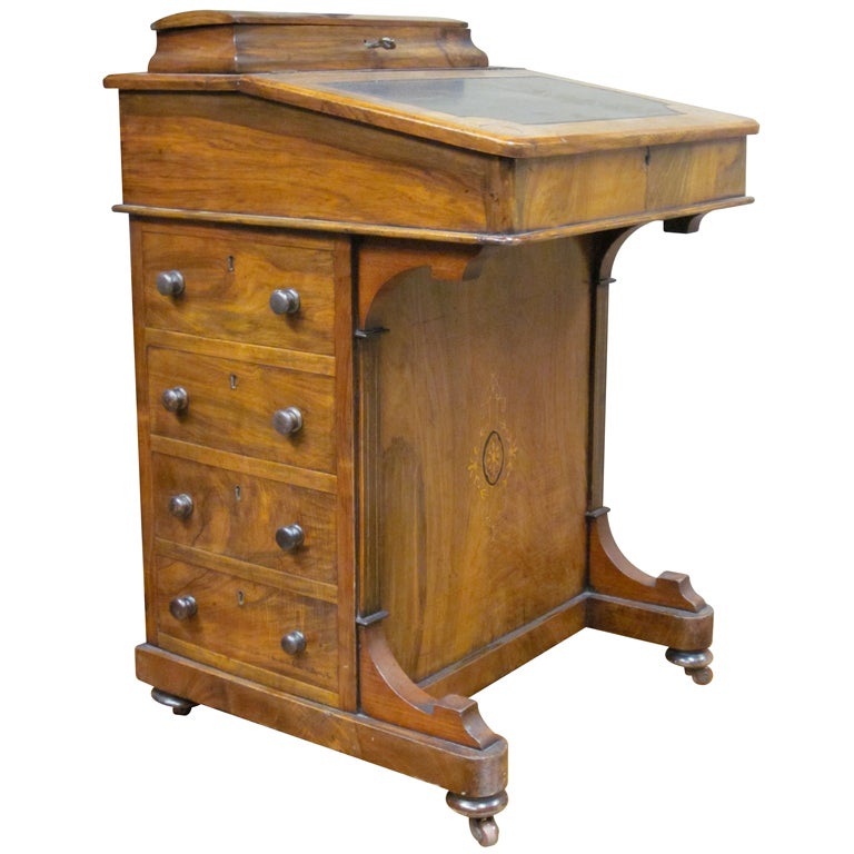 English Walnut Davenport Writing Desk For Sale