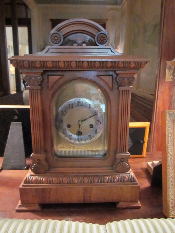 Antique English Walnut Mantle Clock
