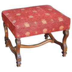 French Late 19th Century Louis XIV Style Foot Stool in Walnut