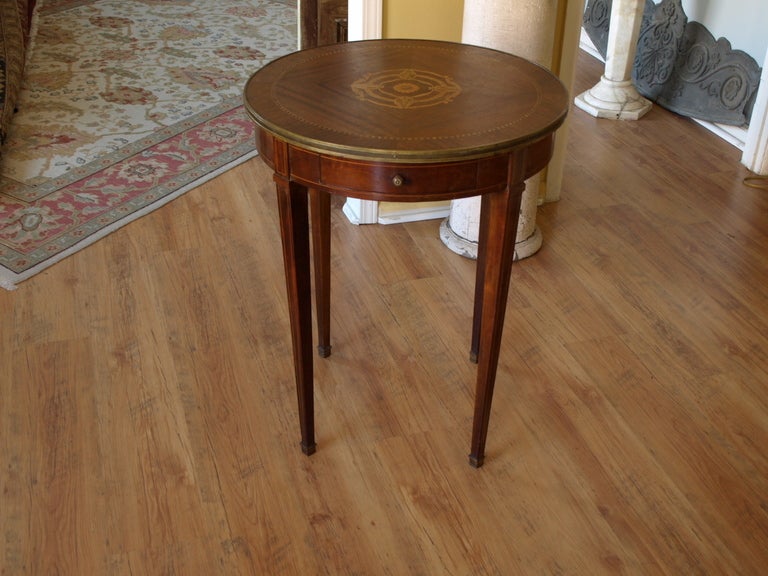French Directoire Style Round Side Table In Mahogany