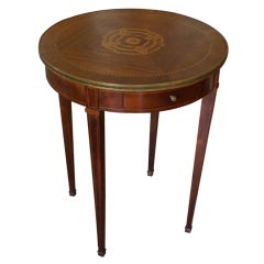 French Directoire Style Round Side Table In Mahogany