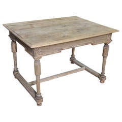 Antique Mid 19th Century French Central Table in Washed Oak