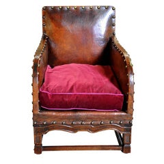 French early 20th century leather armchair (#FD-T2357)