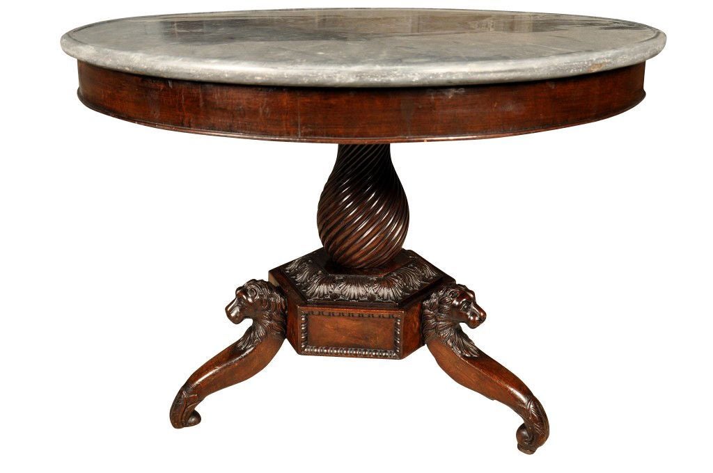 Antique English Marble Top Round Central Table (#FD-FTP511) In Good Condition In Atlanta, GA