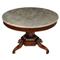 Antique English Marble Top Round Central Table (#FD-FTP511)