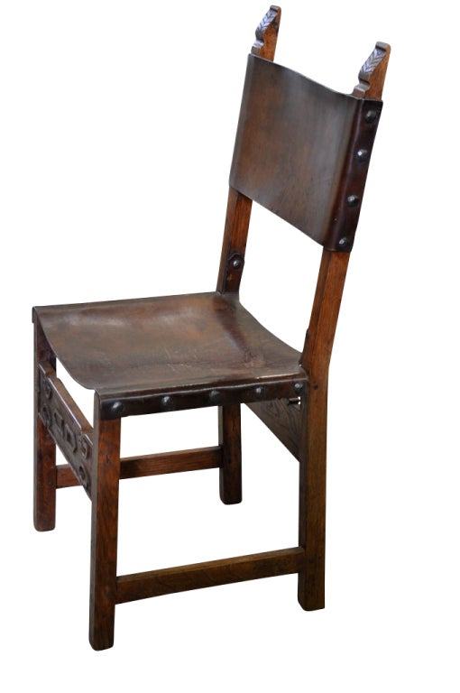 Set of Six Antique Renaissance Style Leather Dining Chairs In Good Condition In Atlanta, GA