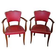 Pair of French Bridge Amrchairs in Beechwood