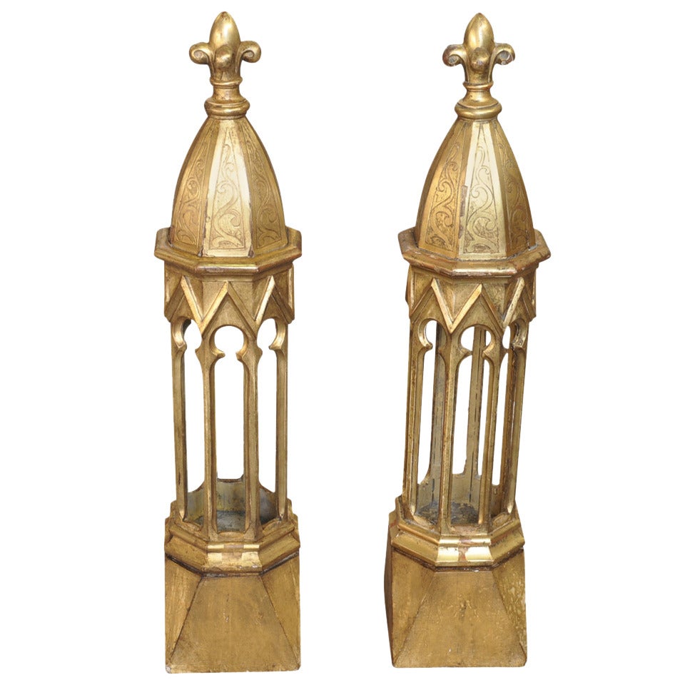 Pair of Early 19th Century Italian Altar Candle Niches / Candelabra