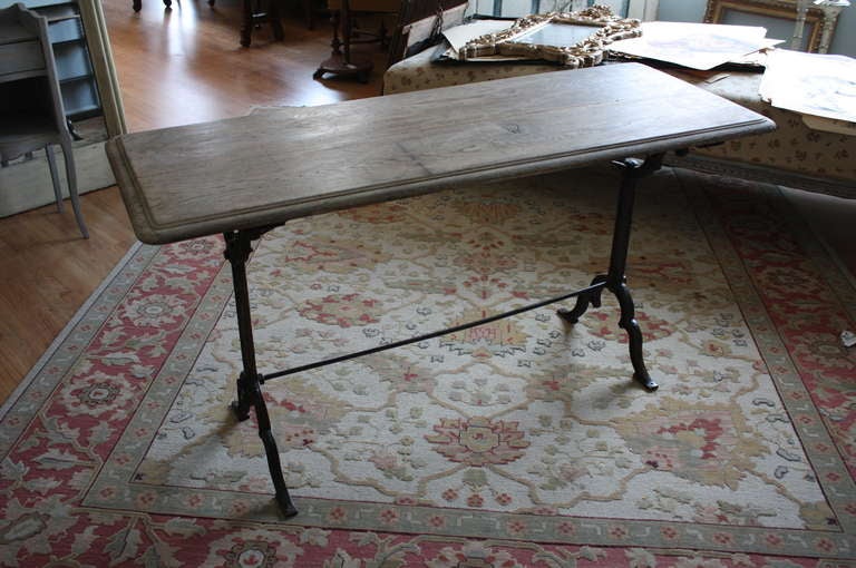 French Bistro Console in Iron and Bleached Oak