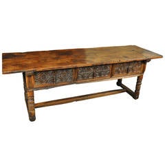 Spanish 17th Century Console Table in Chestnut