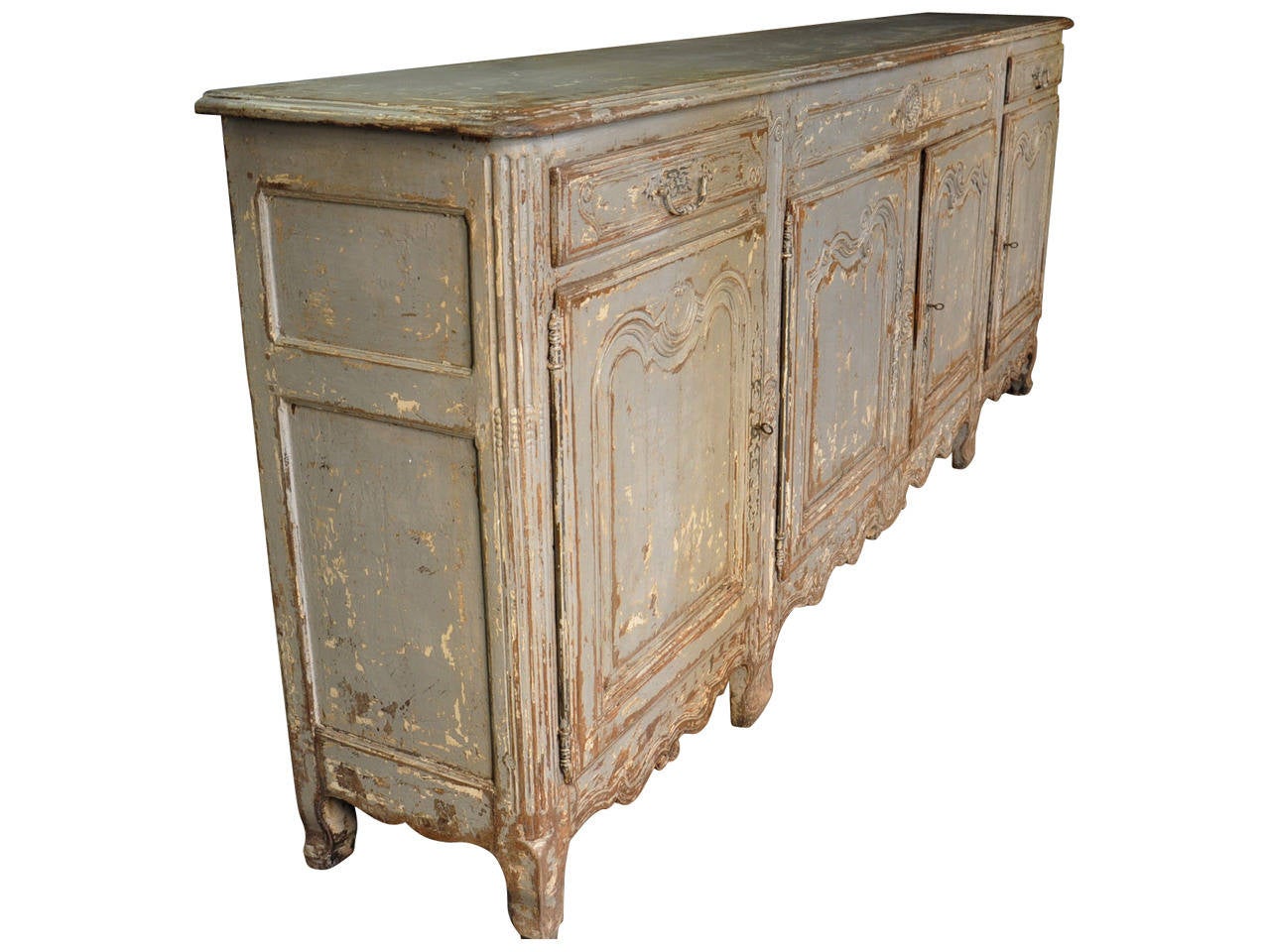 Early 20th Century French Provencale Painted Enfilade In Good Condition In Atlanta, GA