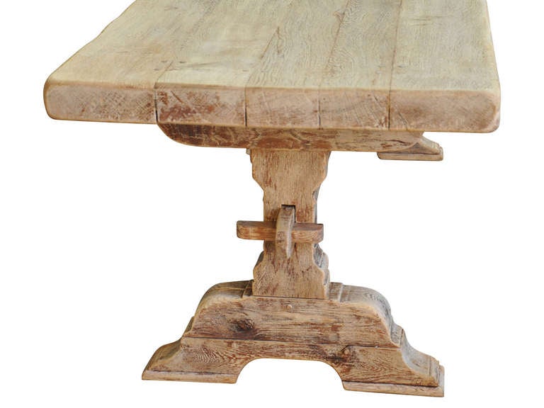 Early 20th Century French Antique Farm Table in Washed Oak 1