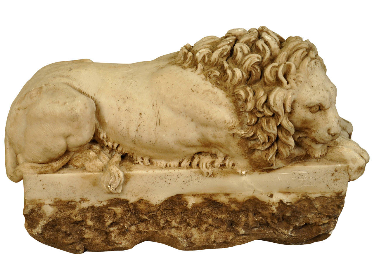 A Pair Of Hand Carved Marble Recumbant Lions From Italy On Rectangular Plinths 1