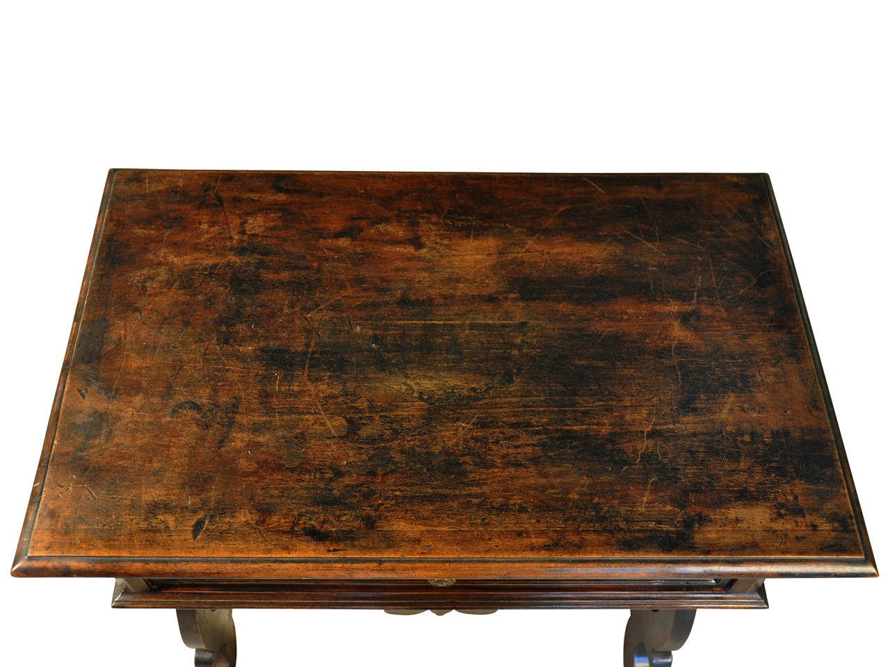 Late 19th Century Italian Side Table In Walnut With Iron Stretchers. 6