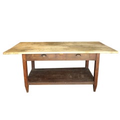 French Two Drawer Work Table in Chestnut and Bleached Pine 11