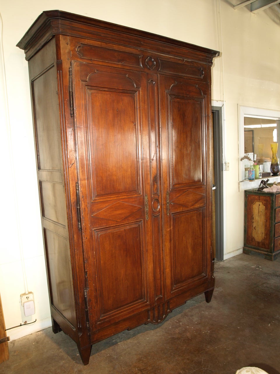 French Antique Louis XVI Style Armoire In Walnut
