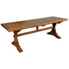 Antique 19th Century French Farm or Trestle Table in Walnut