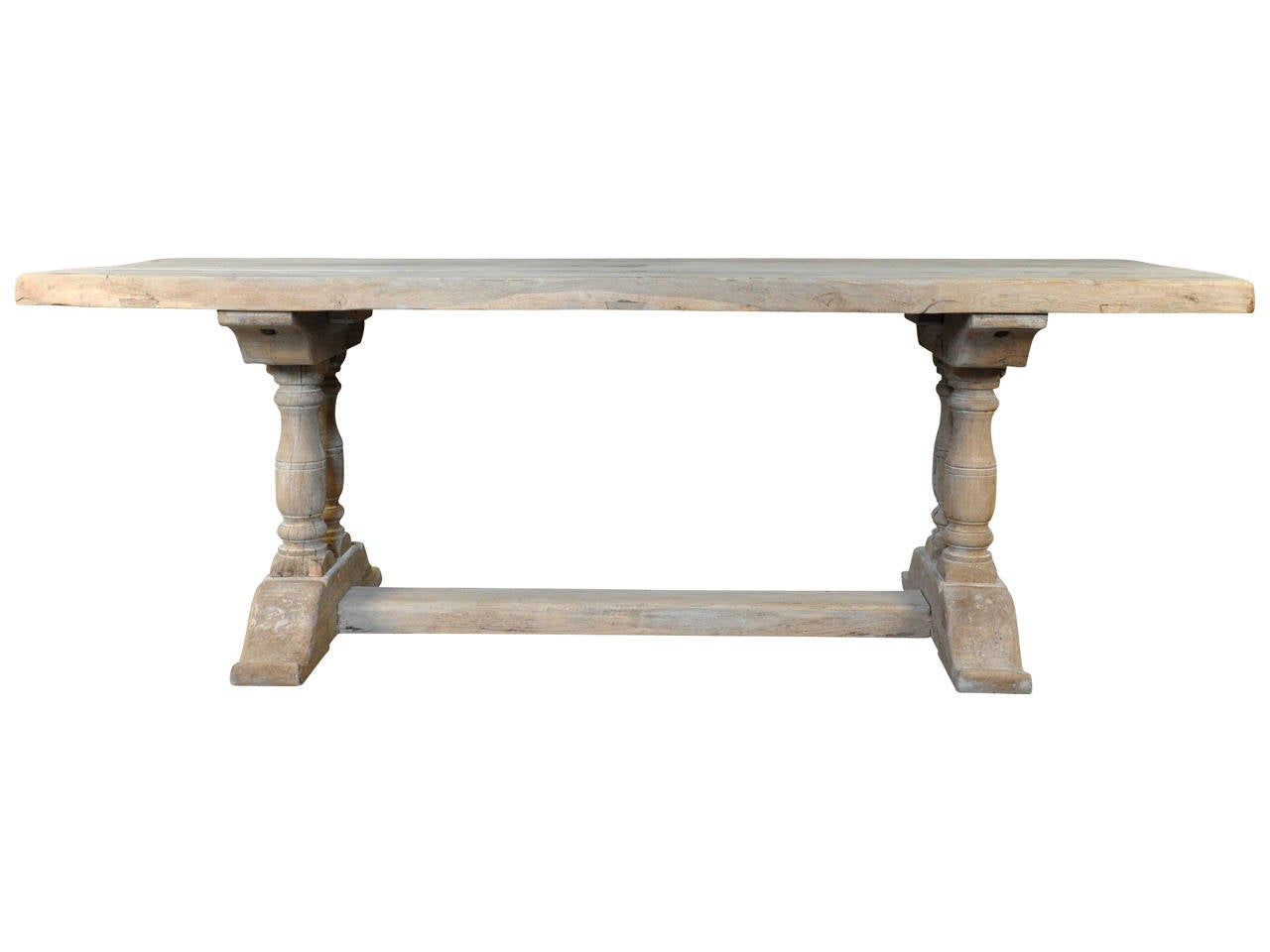 French 19th Century Farm or Trestle Table In Bleached Oak In Good Condition In Atlanta, GA