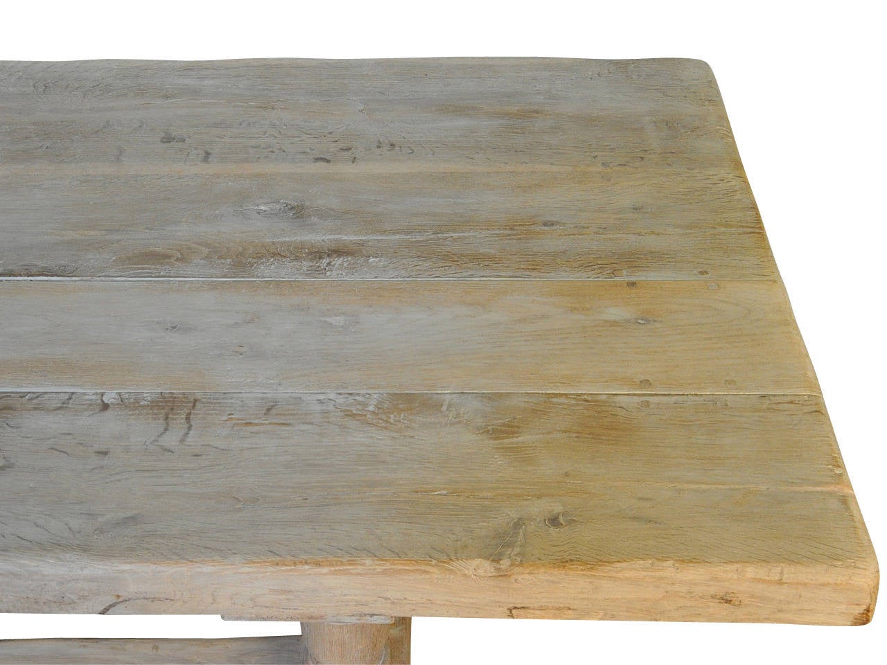 French 19th Century Farm or Trestle Table In Bleached Oak 3