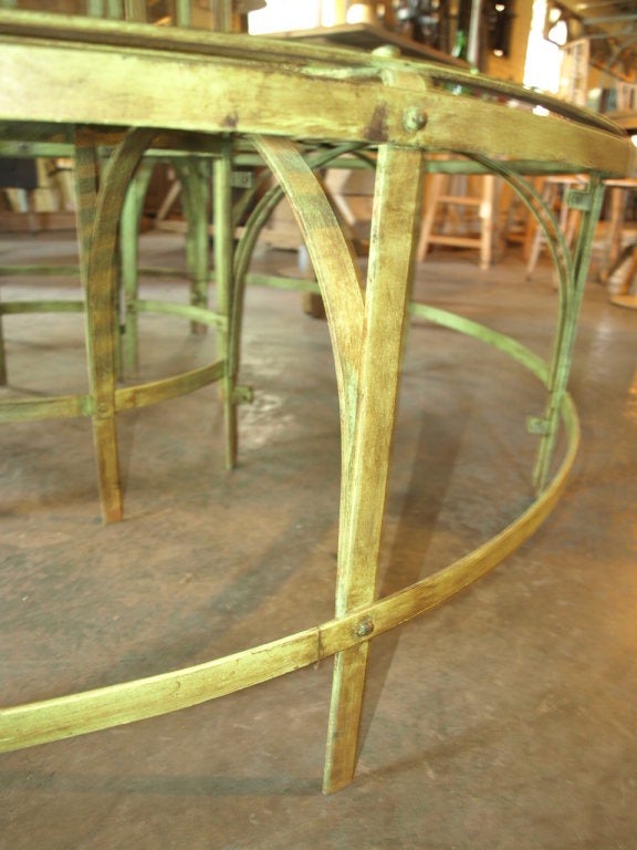 Antique Green Finished Round Iron Garden Bench at 1stdibs