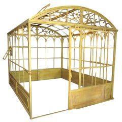 Antiqued Green Iron Greenhouse With Rounded Roof
