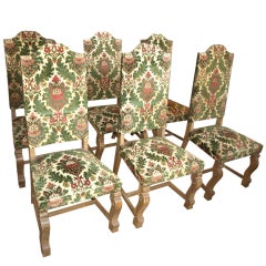 Set of Six French Dining Chairs in Washed Oak