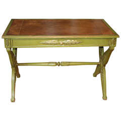 Late 19th Century Napoleon Style Desk In Tooled Leather and Painted Wood